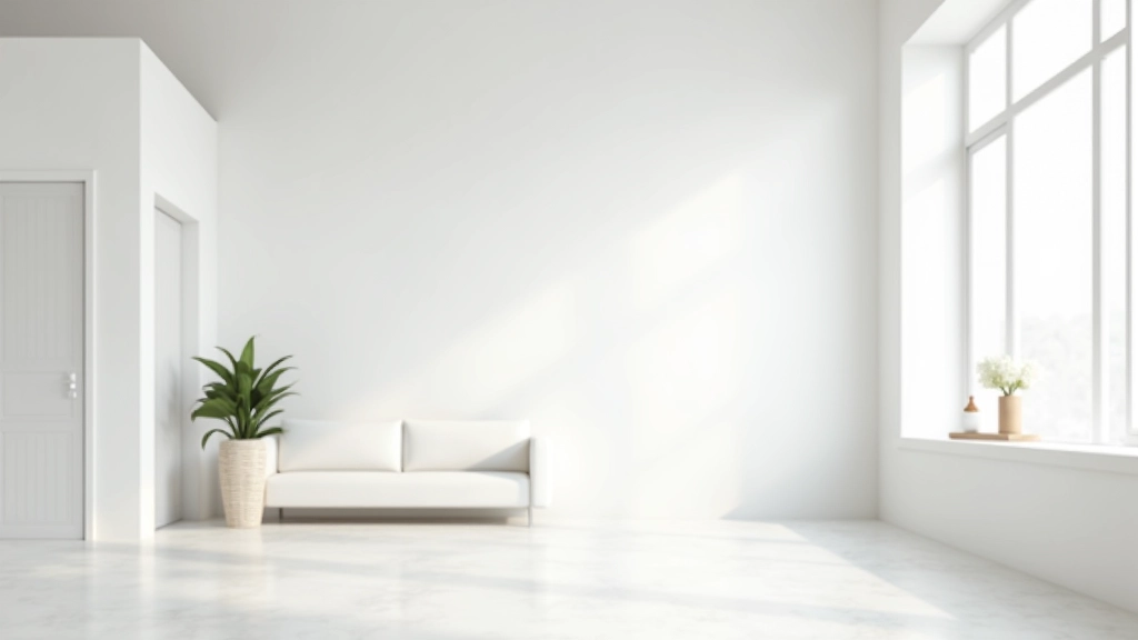 Estúdio minimalista com design limpo e espaço branco